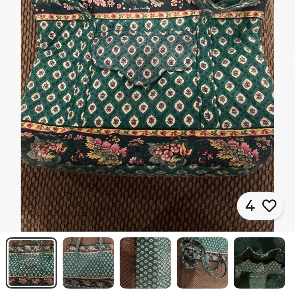 Quilted Green Floral  Bag - Vera Bradley Greenfield - Picture 2 of 8